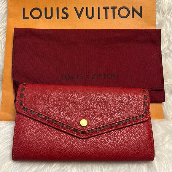 Authentic Louis Vuitton Empreinte Portefeuille Sarah Red/Black Leather Wallet - Picture 1 of 16